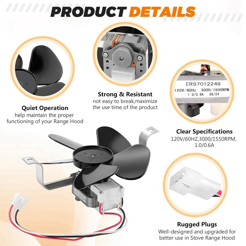 ABGR- 97012248   S 97012248   Motor de ventilador para capô de cozinha da Blutoget para capô de fogão Br.Oan Nutone 40000 e 42000 séries