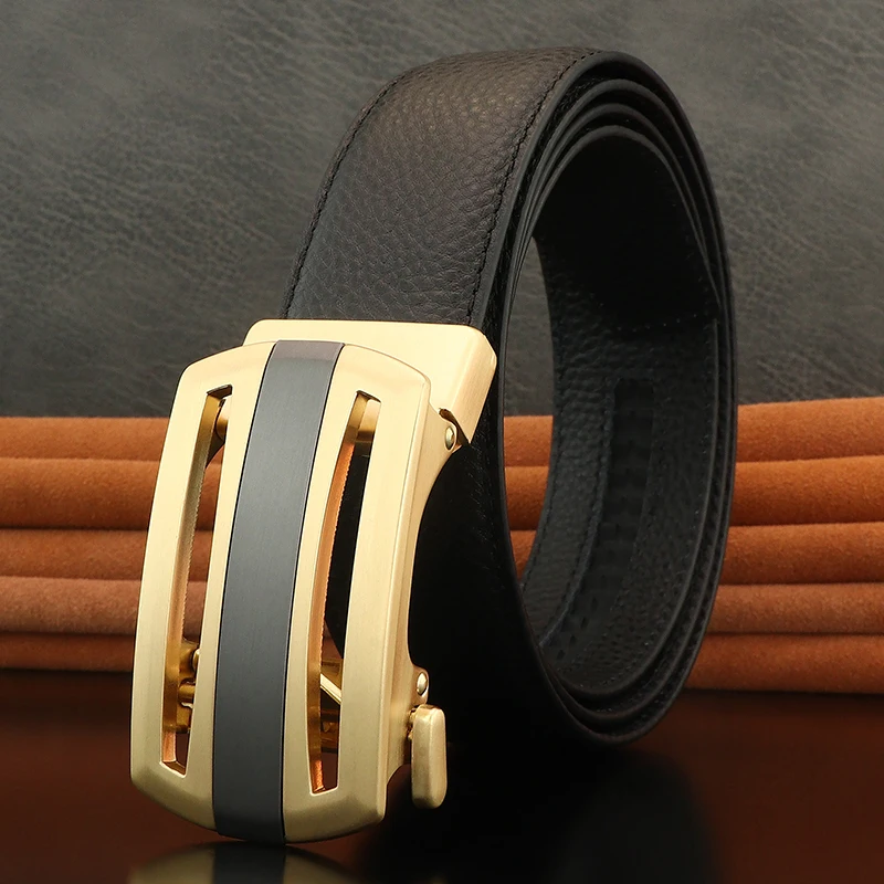 

High Quality Stylist Belts With Automatic Loop For Men In Real Leather Fashion Able Luxury Famous Brand For Young Relaxed