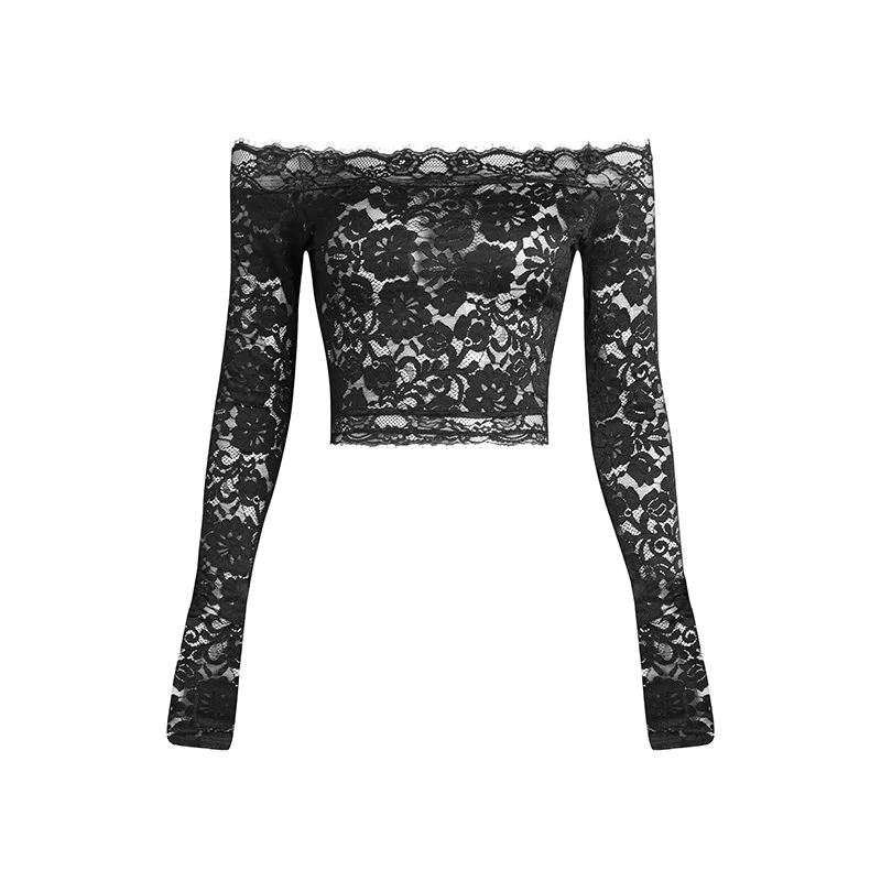 Latin Dance Clothes Women Off Shoulder Long Sleeves Black Lace Tops Adult Training Practice Blouse Ballroom Samba Dance Costume
