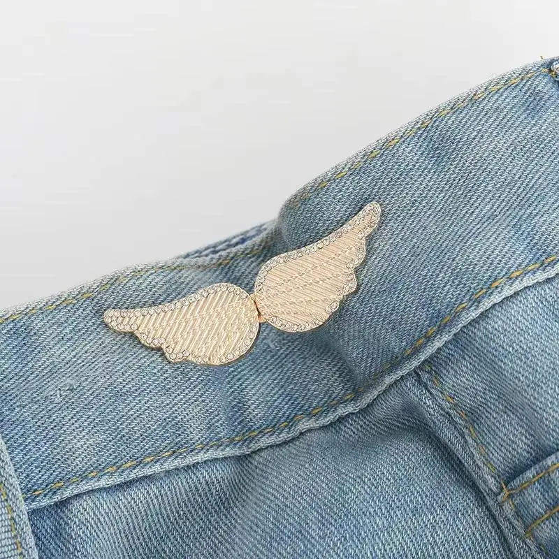 1 Set Strass-Flügel-Schnalle Hosen-Taillenverengung Abnehmbare Taillenknöpfe Pins Gürtelzubehör Hosenclips Ohne Nähen – Detail 7