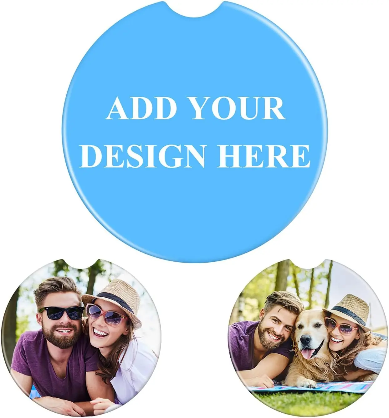 

Personalized Gloosy Ceramics Car Coasters 65mm Waterproof For Cup Holders Customize Cup Mat Pad Home Decoration Wedding Favors