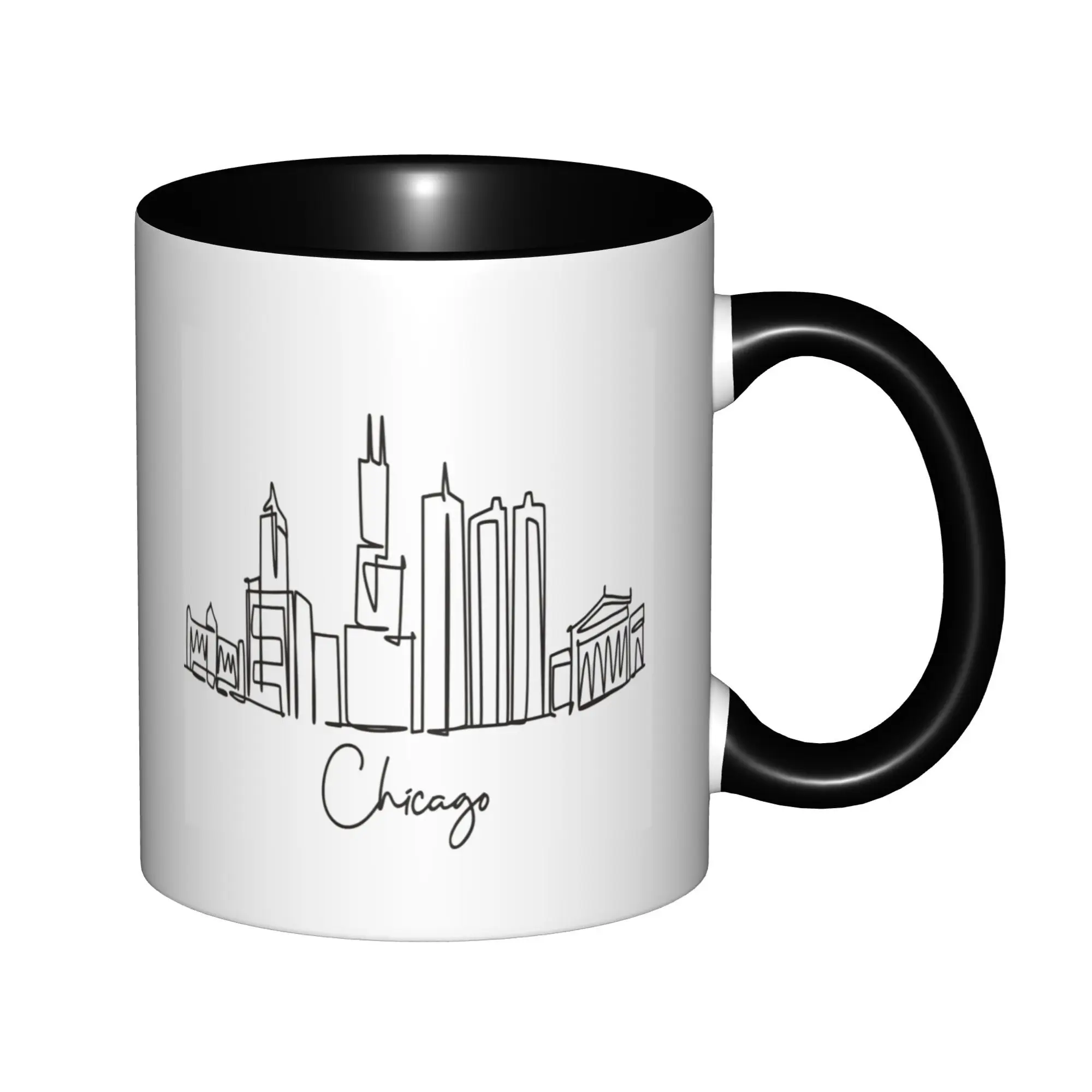 

Chicago Mugs With Black Handle Birthday Coffee Mugs Ceramic Tea Cups 11oz ,