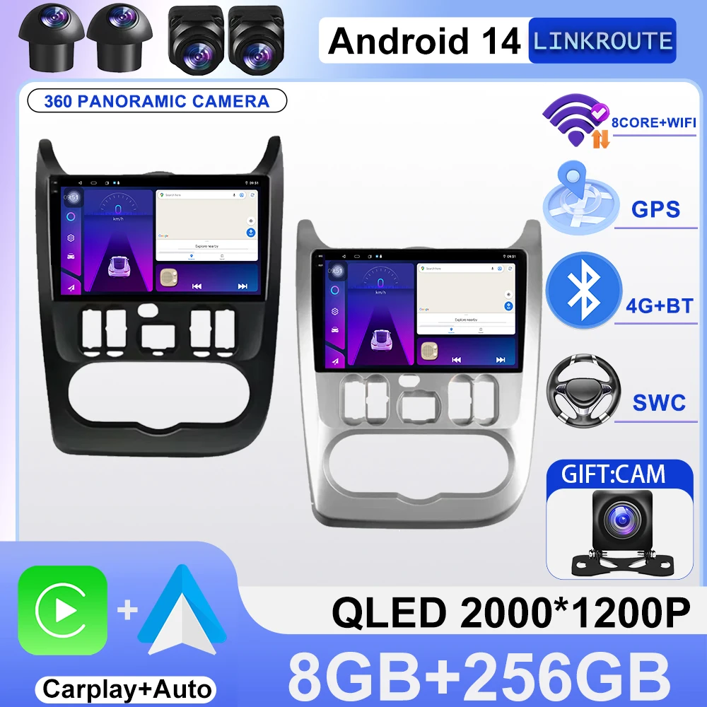 Android 14 Car Radio For Renault Logan 1 Sandero 2009 - 2015 Largus Dacia Duster Multimedia Video Player Carplay