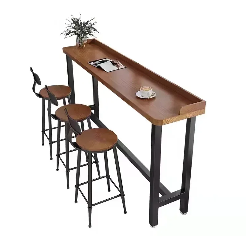 & contra a parede alta mesa de bar jantar clube café taverna móveis mesa alta varanda mesa de barra de madeira moderna doméstica magro