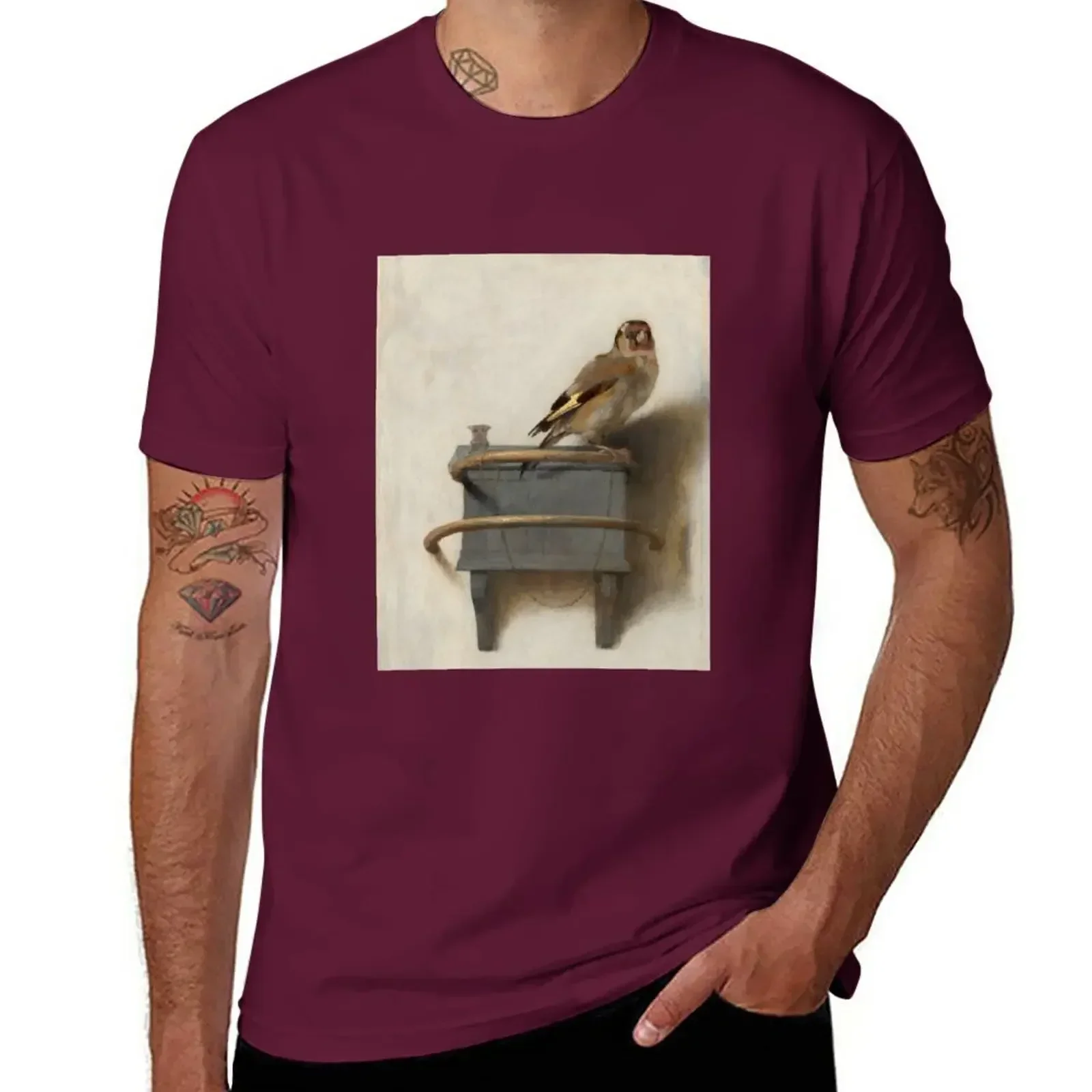 Summer Clothes Mens Graphic T-shirts Big And Tall The Goldfinch By Carel Fabritius T-Shirt Men Clothing Graphic