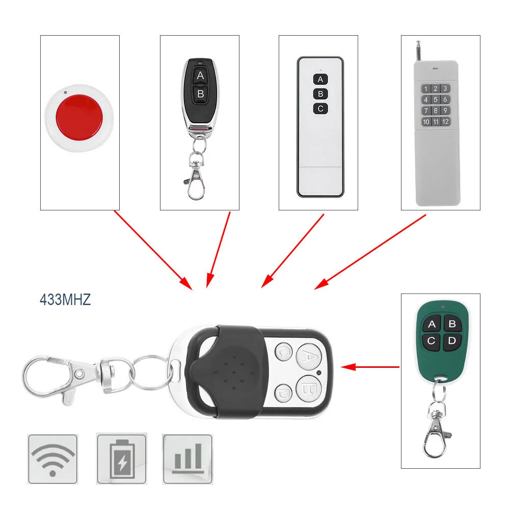 Abridor de puerta de garaje de 4 botones, 433Mhz, duplicador, copia de mando a distancia, 433MHZ, clonación de Control remoto, código de clonación para coche