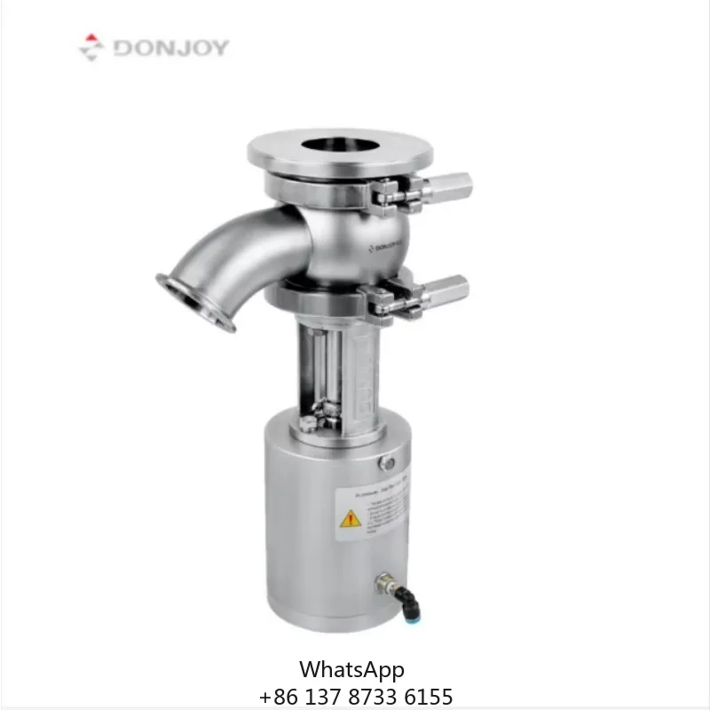 DONJOY Stainless Steel Elbow Type Tank Container Bottom Discharge Valve Pneumatic Sanitary Tank Bottom Valve Tank Bottom Valve