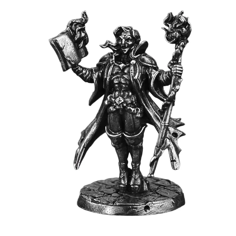 White Brass Blood Moon Demon Skeleton King Miniature Figure Handmade Board Game Pieces Car Desktop Ornament Collectible Toy
