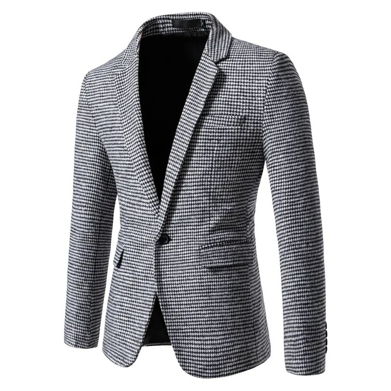 

Autumn and Winter New Men's Fashion Casual Men's Suit Plaid Small Blazer Jacket