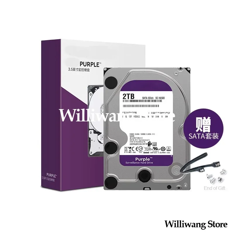 Original Digital 2TB Purple Disk Monitoring Mechanical Hard Drive 2t WD11PURZ Video Recorder Hard Drive Surveillance Hard Orive