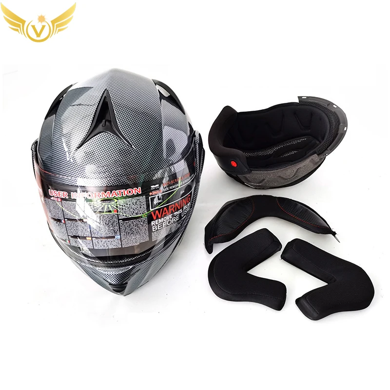 Helmets Microphone With Bluetooth Speakers Motorcycle Helmet Flip-up Carbon Fiber Modular Cable Carbon Fiber Stripes DOT ECE