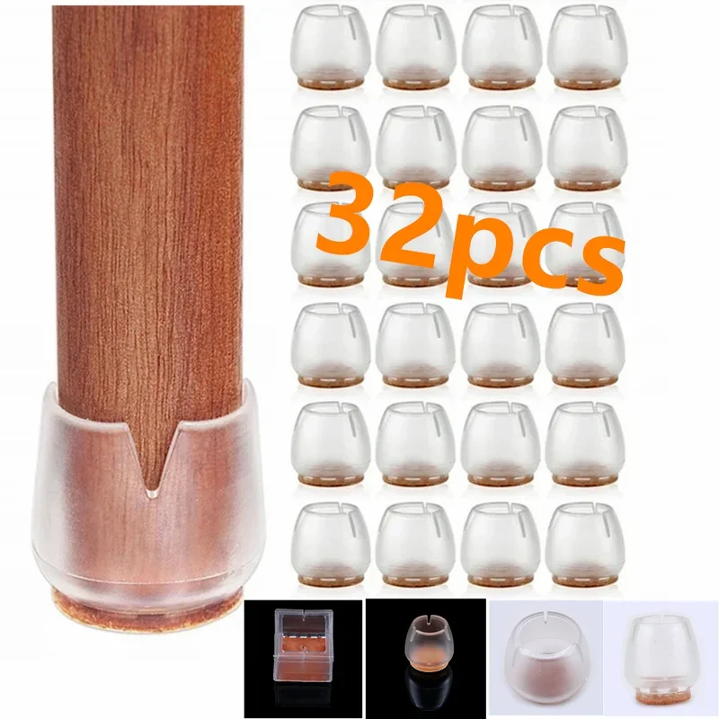 

32 шт. силиконовые колпачки для стульев, подушечки для ног стола, нескользящие чехлы для мебели, колпачки для ножек стула, разные защитные накладки на пол с круглым дном