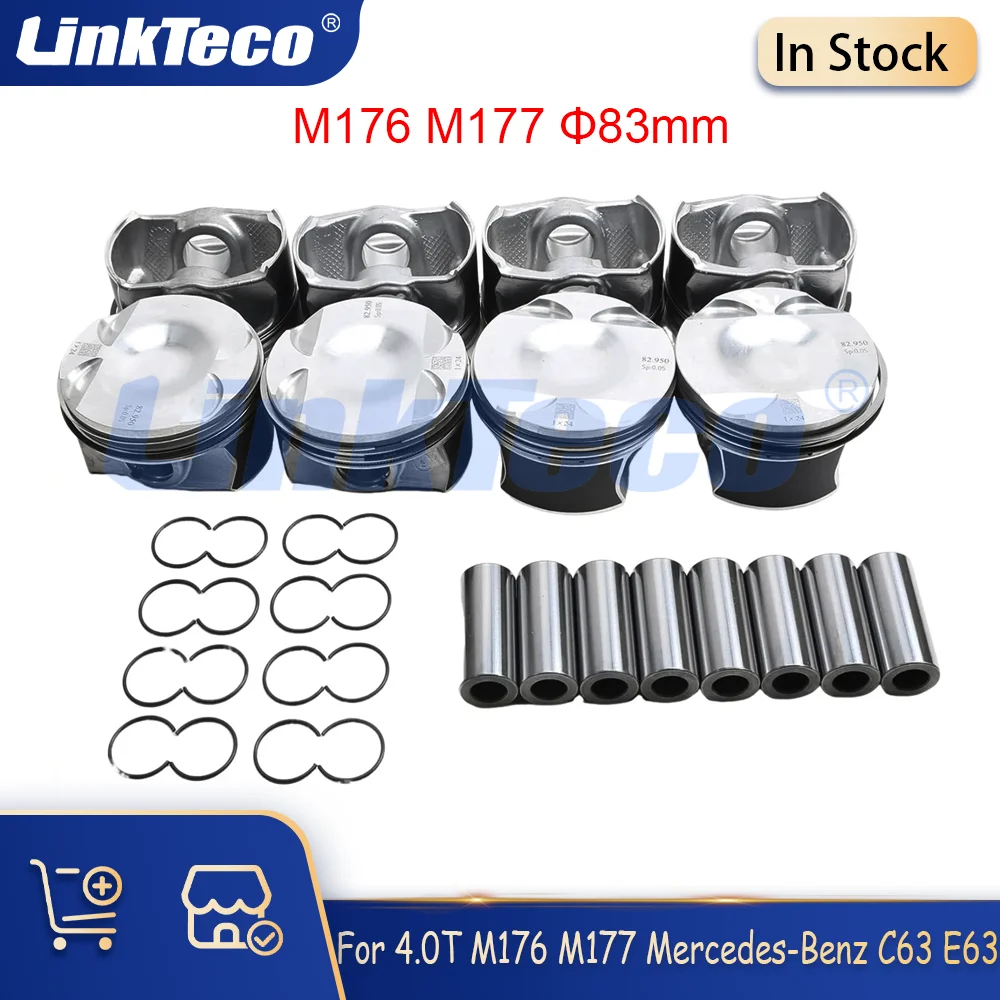 83MM Piston Set With Rings Fit 4.0 L T M176 M177 For Mercedes-Benz G63 C63 E63 AMG W205 W463 Maybach GLS600/S580/S560 4.0T