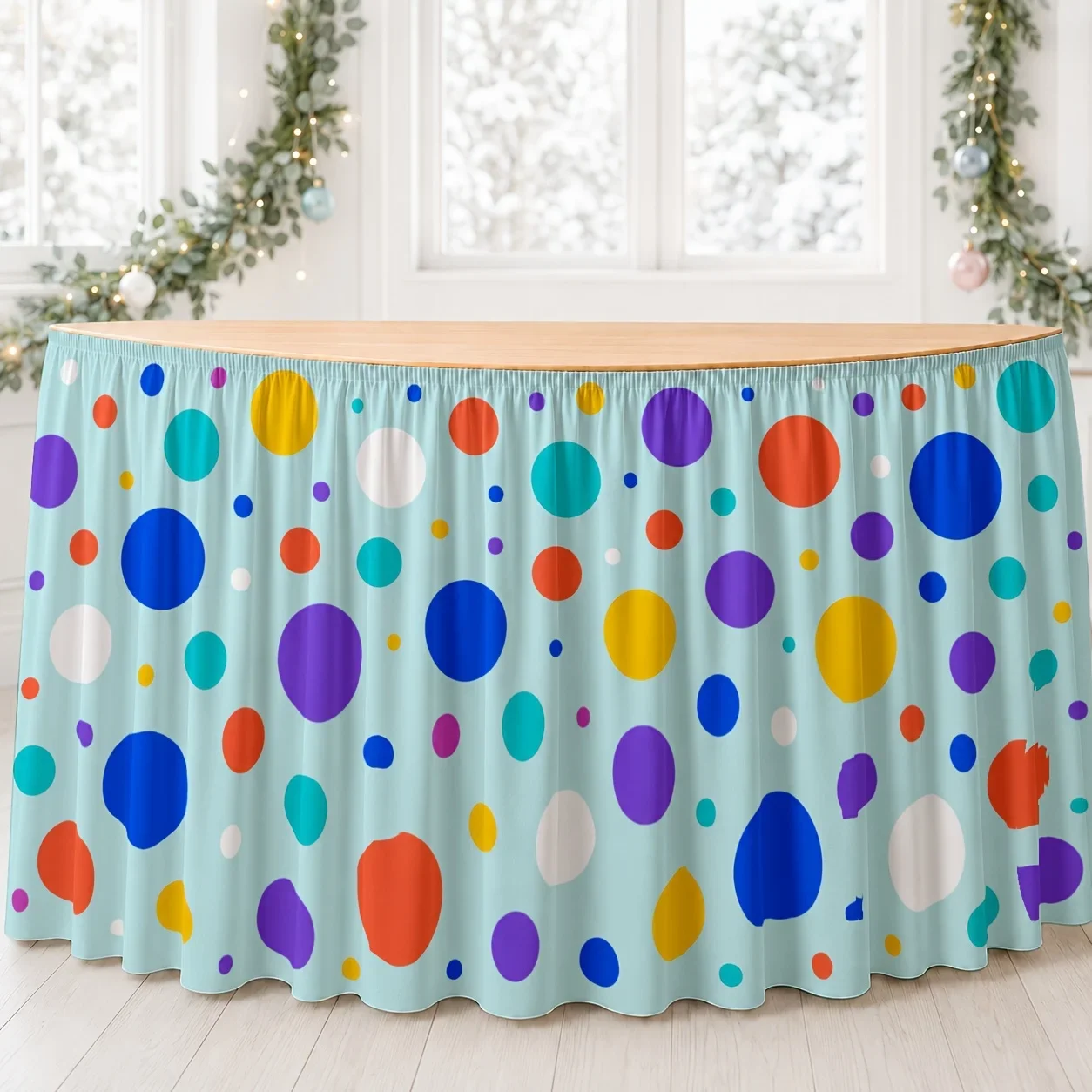 One-piece color checkered tablecloth and table skirt set, suitable for birthday partiesxzj