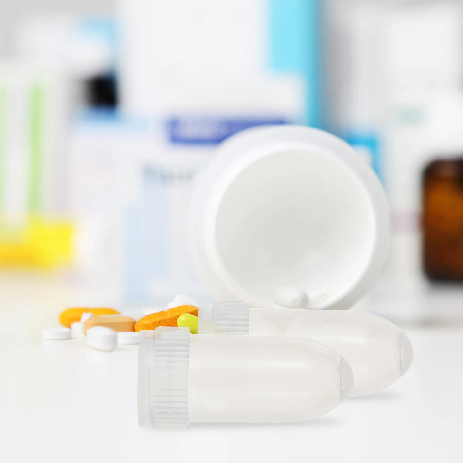 

100pcs Capsule Shell ABS Container Single Mini Pills Case Portable Vitamin Holder Laboratory Bottle Storage Box
