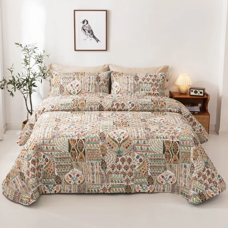 High-end cotton Bedspread plaid Bed cover Mattress topper printed bedspreads & coverlets Couple bed quilt