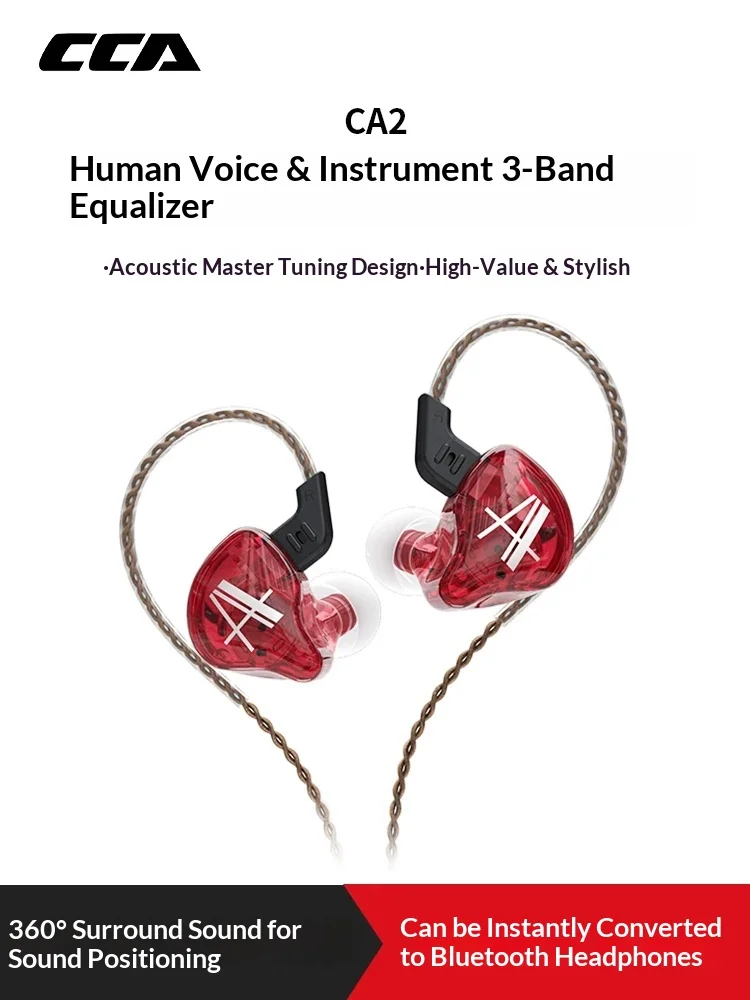 CCA CA2 Wired Headphones 10MM Drive Unit Esports Headset Effective Noise Isolation Of Acoustic Tuning Light Weight For Gifts