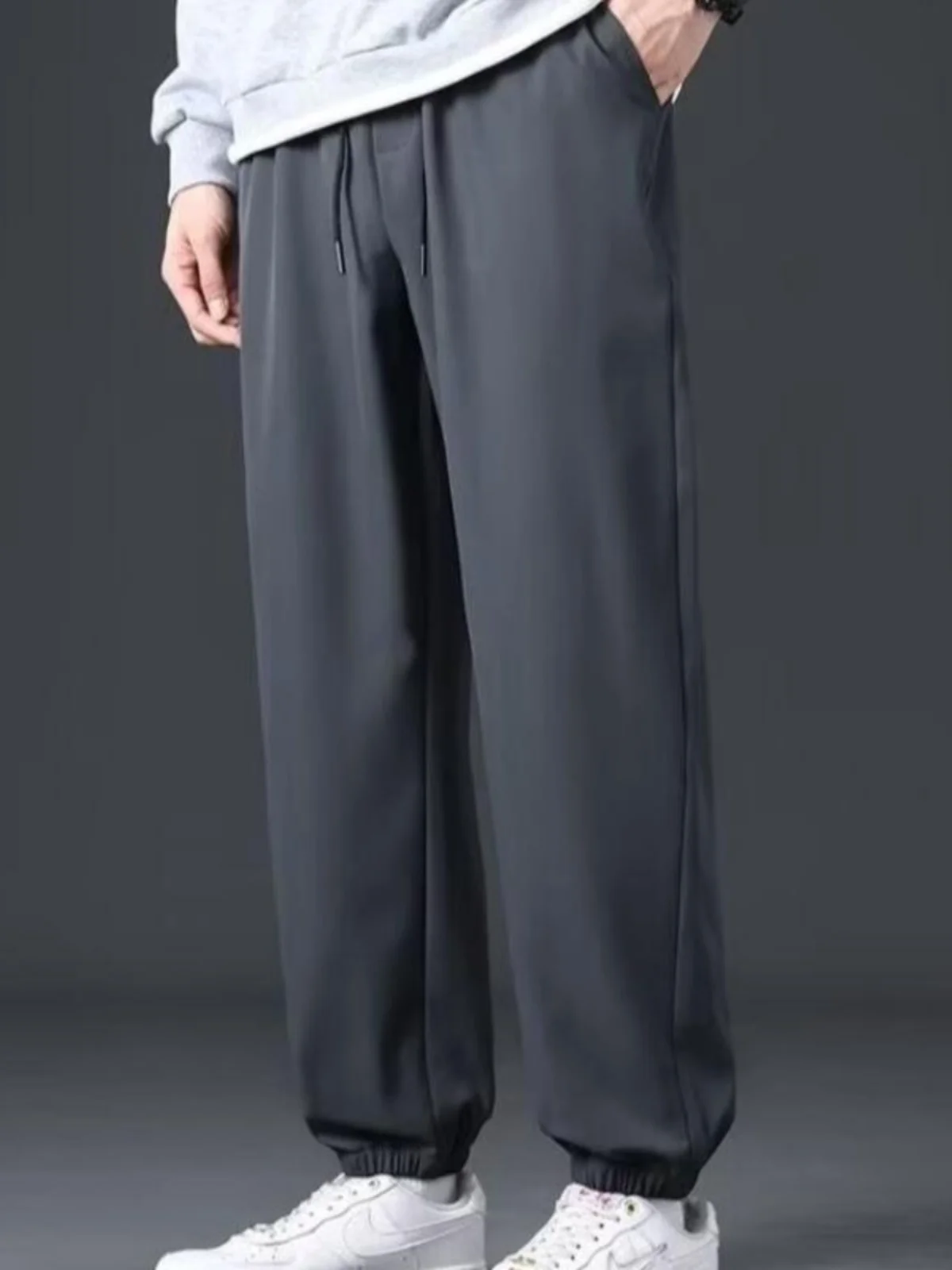 

Широкие брюки из ледяного шелка для мужчин, летние, тонкие, прямые, свободные, с высокой эластичностью, быстросохнущие, для спорта и защиты от солнца...