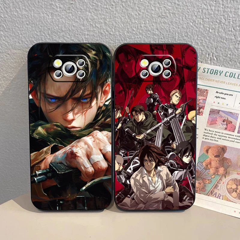 Anime Attacks On T-Titan For Xiaomi Mi Poco F5 F4 F3 X6 X5 X4 X3 M6 M5 M5S M4 M3 C65 Pro GT NFC 5G Black Funda Phone Case