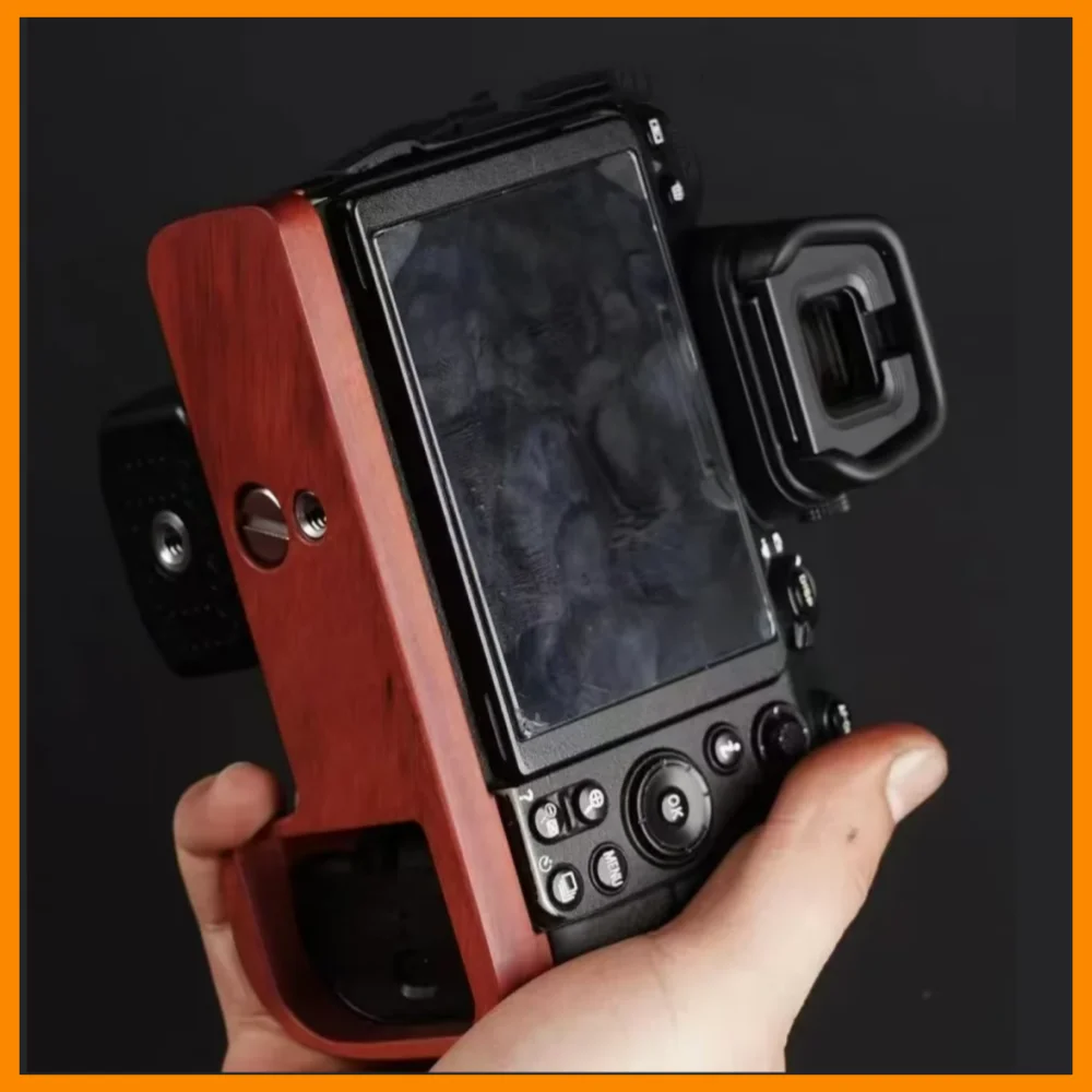 Camera Base Wood Hand Grip Holder , For Nikon Z5 Z6 Z7 Z7II Z6II Camera, Ebony Rosewood Base Improves Grip cage handle