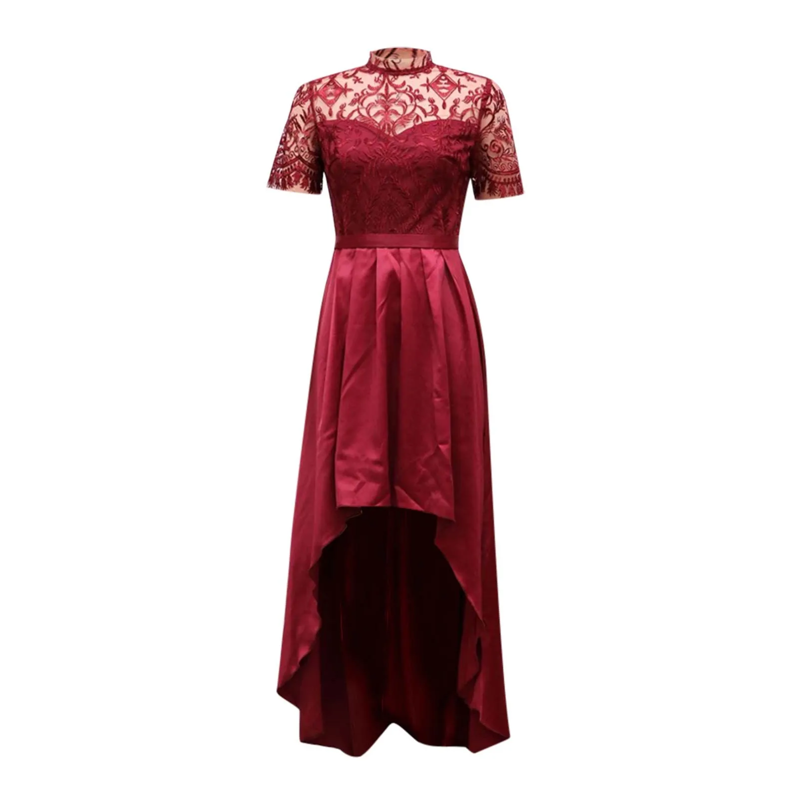 Classic Elegant Burgundy Mother Of The Bride Dresses Short Sleeve Sequins Irreguar A line Wedding Party Gowns Long Prom Robes