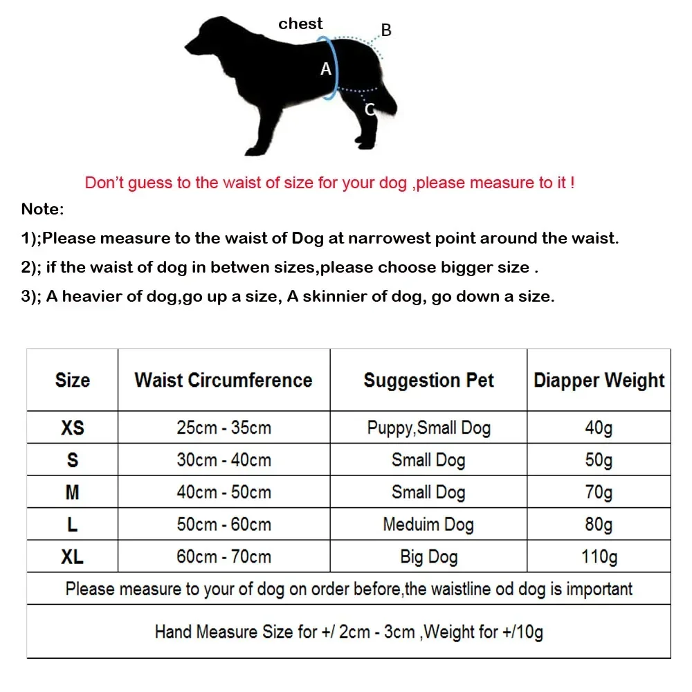 Washable Female Dog Diapers Reusable Puppy Diaper Doogie in Heat Highly Absorbent Female Dog Diaper for Pet Heat Incontinence