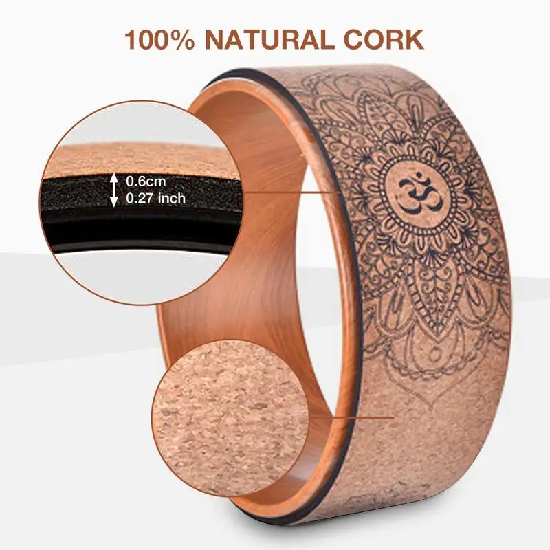 Natural Cork Yoga Wheel Fitness Wheel Hollow Improving Backbends Stretch Pilates Circle Yoga Accessories