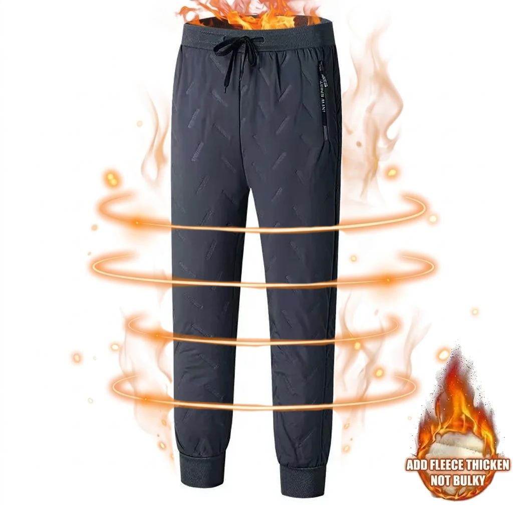 Herren-Winterhose für den Außenbereich, warm, mit Fleece gefüttert, wasserdicht, Thermohose, dicke Jogginghose, winddicht, Laufhose, Sport-Trainingshose. – Detail 6
