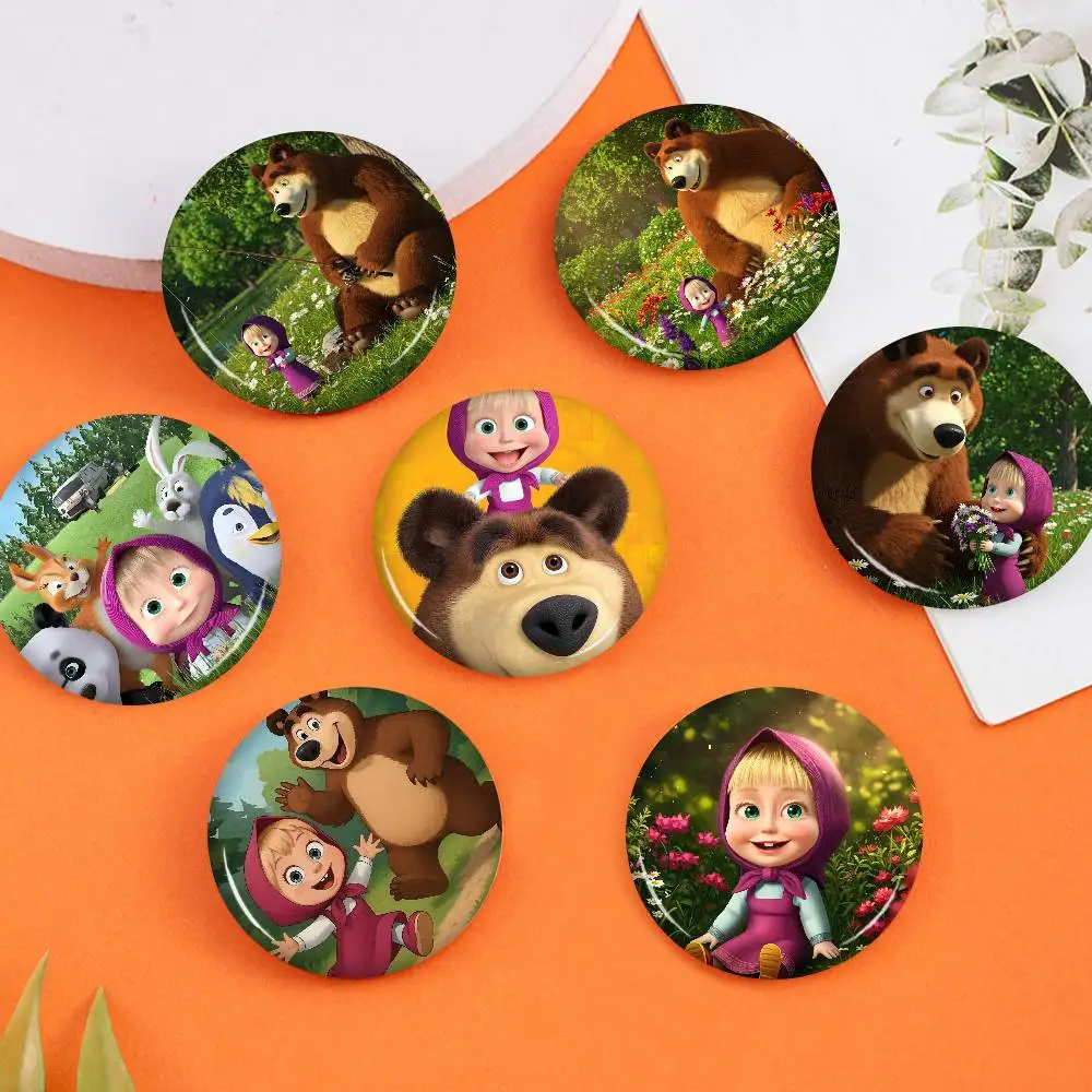 

Брошь ручной работы M-Masha And B-Bears 58 мм, мультяшный значок для косплея, украшение для рюкзака, аксессуары, подарки