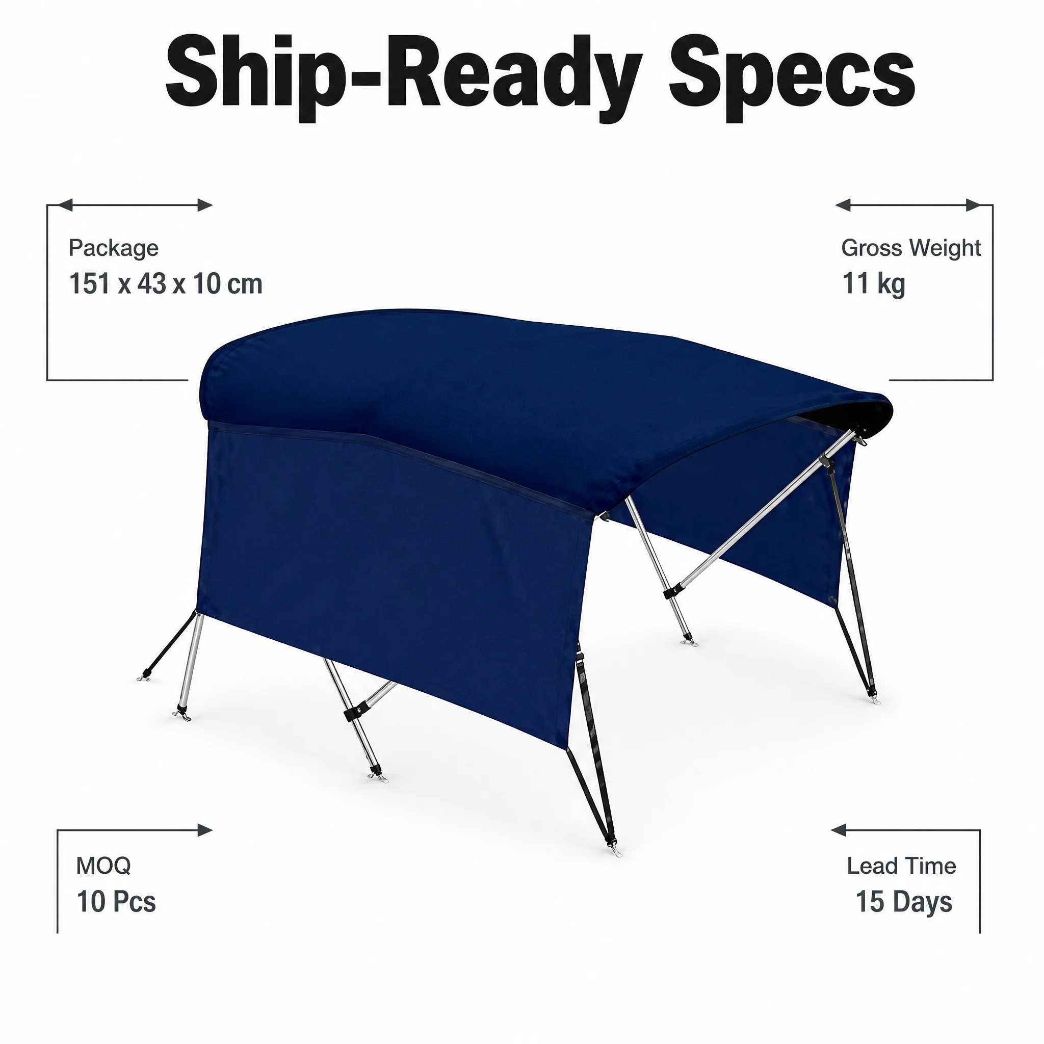 4 Bow Bimini Top, with Detachable Side Curtains, 600D Marine Grade Waterproof Fabric, for Marine Pontoon Fishing Boat Yacht Deck