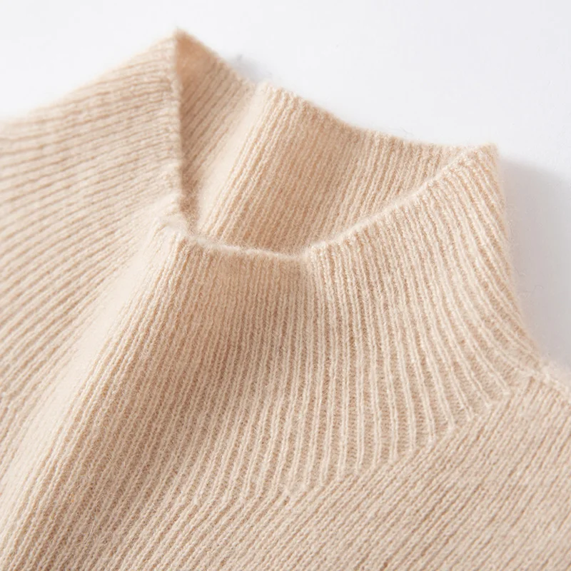 Women's 100% Cashmere Sleeveless Top Casual Solid Color Knitted Semi High Neck Base Blouse Thermal Jumper