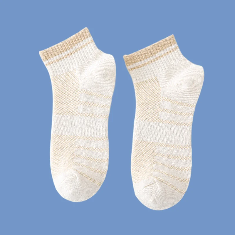 Chaussettes de sport respirantes pour hommes, chaussettes de bateau en maille, style nickel é, creux, documents assortis, coton, 4 saisons, 5/10 paires