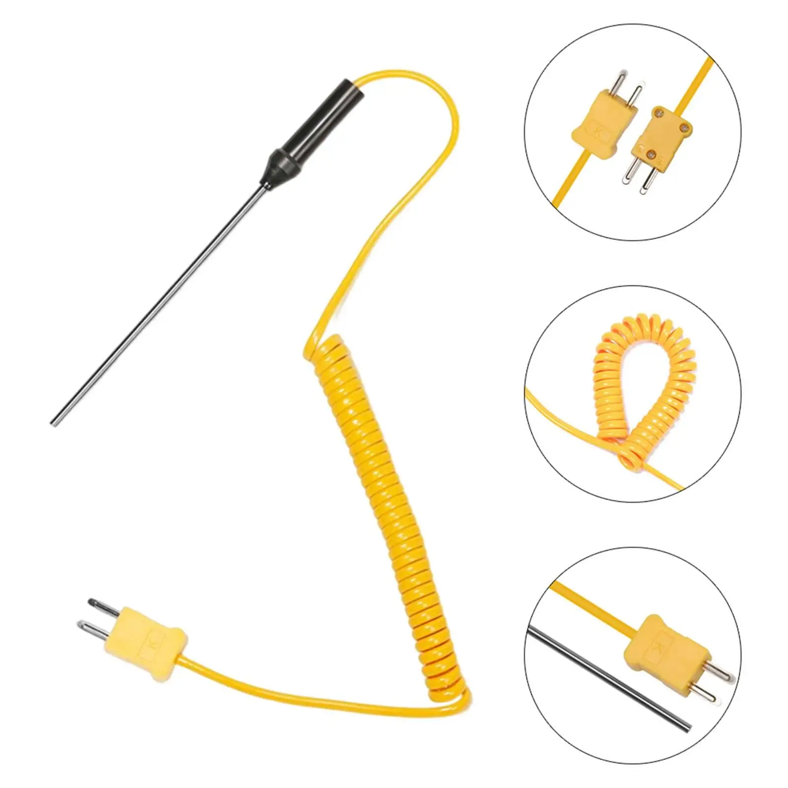 Portable Handheld Thermocouple Probe Stainless Steel K Type Sensor Temperature Control Accessory for Outdoor Measurements