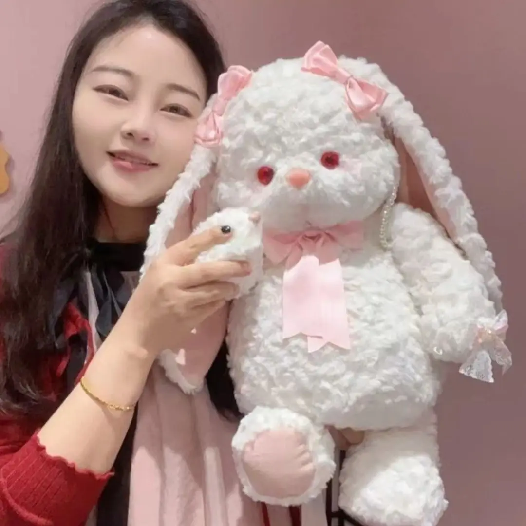 JIAERDI الحلو لطيف القوس أرنب على ظهره المرأة أفخم لينة لوليتا حقيبة كتف السيدات حالمة الكرتون شخصية Mochilas Mujer جديد