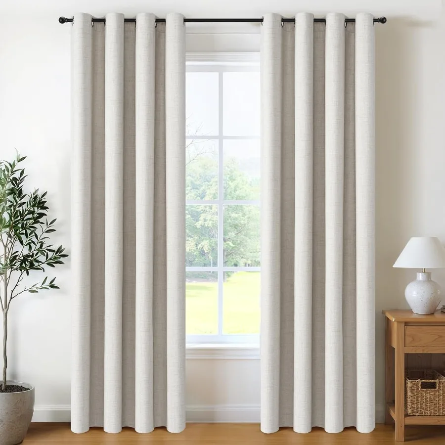 

Льняные плотные шторы для спальни, бежевые шторы с люверсами для гостиной, термоизолированные затемняющие шторы для комнаты, детская комната