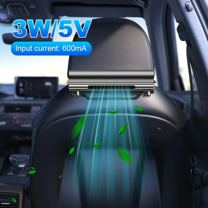 Car Seat Air Conditioner USB Powered Car Headrest Cooling Air Fan Car Interior Rear Headrest Fan Cooler Rear Seat Ventilator