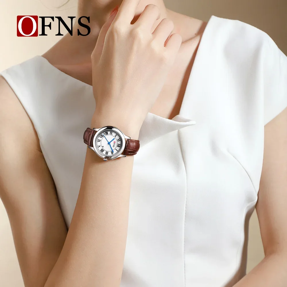 OFNS 2025 Women's Quartz Watch Waterproof Calendar Mother of Pearl light Luxury Niche high-end Retro Women's Quartz Watch 1551