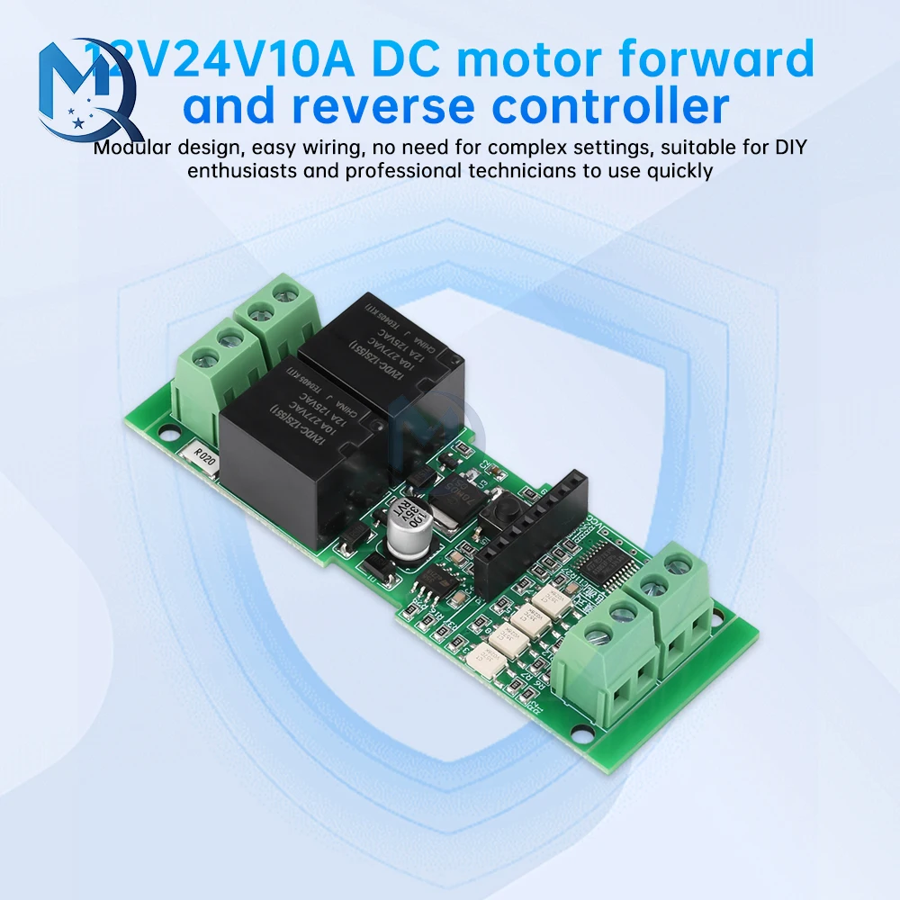 12V24V10A DC Motor Forward/Reverse Controller Module with Overcurrent Protection Blocking Stop Support Wireless Remote Control