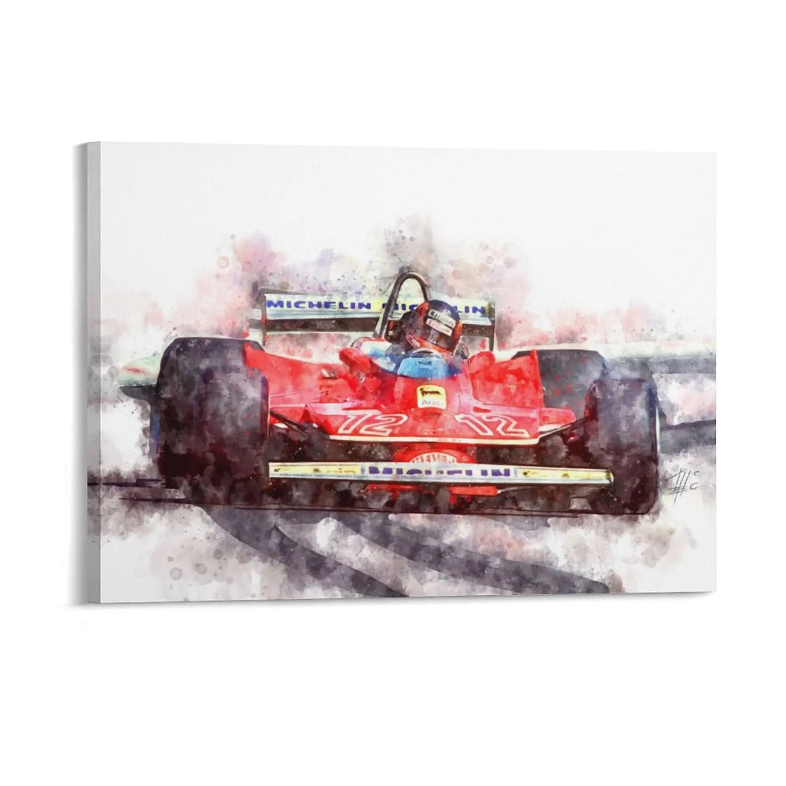 Gilles Villeneuve 126CK Helmet  1979 Metal Design Plates Wall Mural Designing Home Framed Wall Paintings