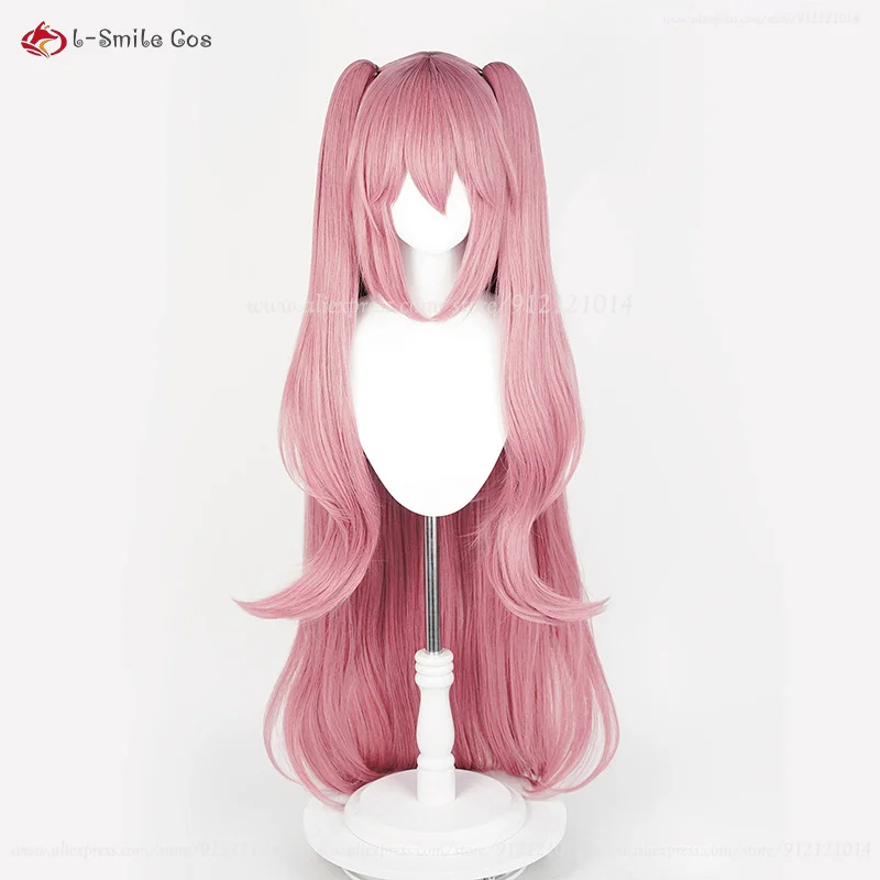 Peruca Cosplay Anime Krul Tepes, peruca rosa com 2 presilhas de rabo de cavalo, resistente ao calor, cabelo sintético, Halloween Wigs Plus Wig Cap, 110cm