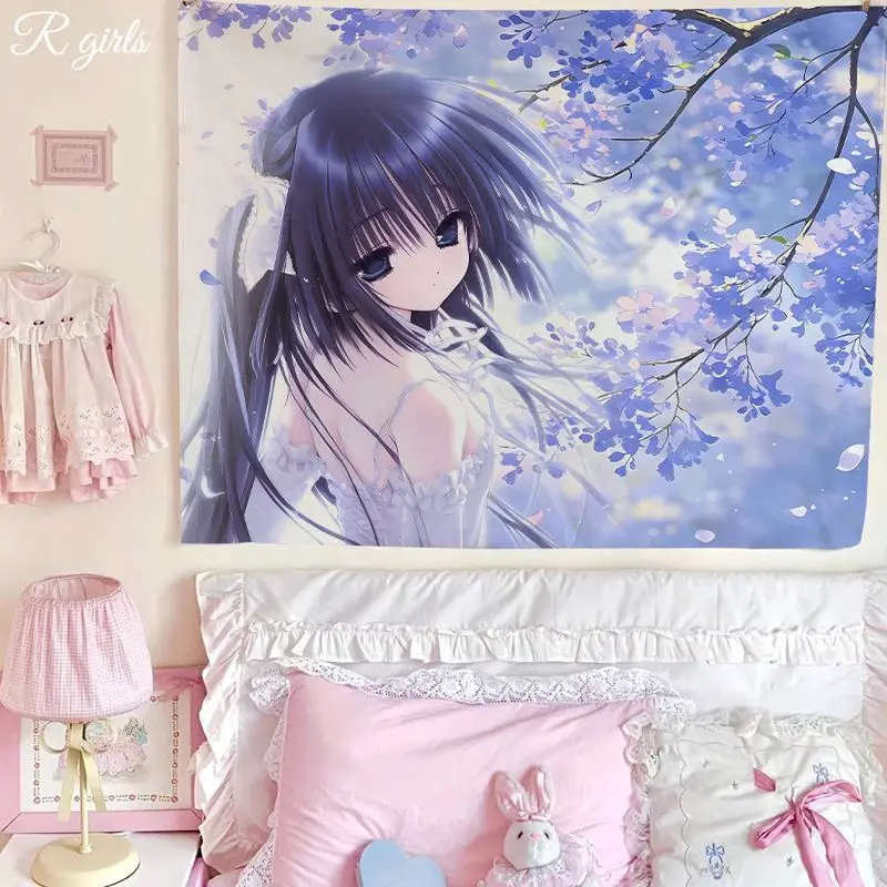 Harajuku Y2K Aesthetic Ins Vintage Japanese Kawaii Wall Tapestry, Background Cloth for Bedroom & Rental House Wall Makeover