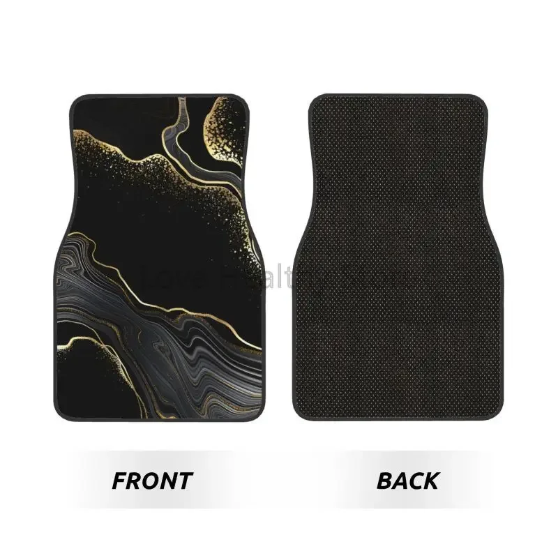 Black Gold Marble Pattern Car Floor Mats 4-pieces Set Anti Slip Front and Rear Foot Mats Car Accessories Universal for Car SUV
