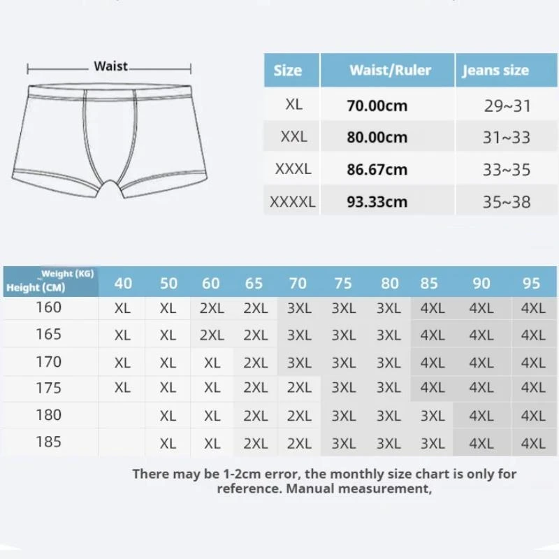 4Pcs Men\'s Boxer U Convex Printed Underpants Male Fashion Comfortable Shorts Panties Man Solid Breatable Underwear 45-100kg