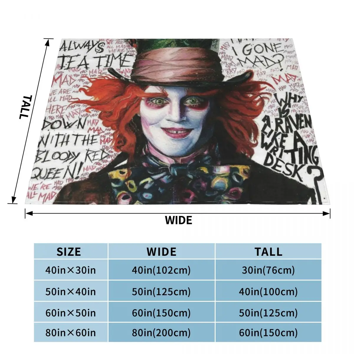 mad hatter Throw Blanket Giant Sofa sofa bed Blankets