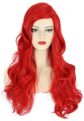 Women Long Wavy Red Wigs Halloween Cosplay Party Costume Cos Ariel Wig Synthetic Hair