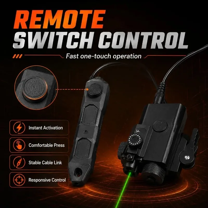 Durable MINI‑A2 Green Beam Locator, Outdoor Leisure Hobby Component with Control‑switch Cable for 20mm Rail
