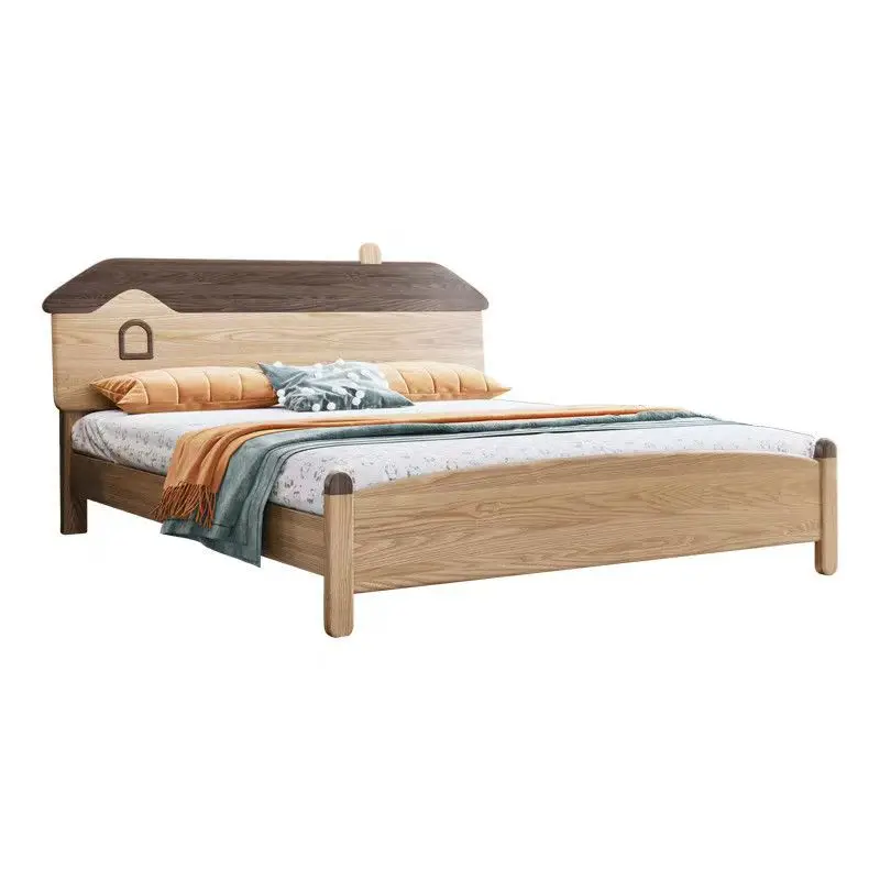 

&*Modern Design Solid Wood Bed for Hotel Apartment or Home Use Adjustable Height Kids Bedroom Furniture Wooden Storage Bed