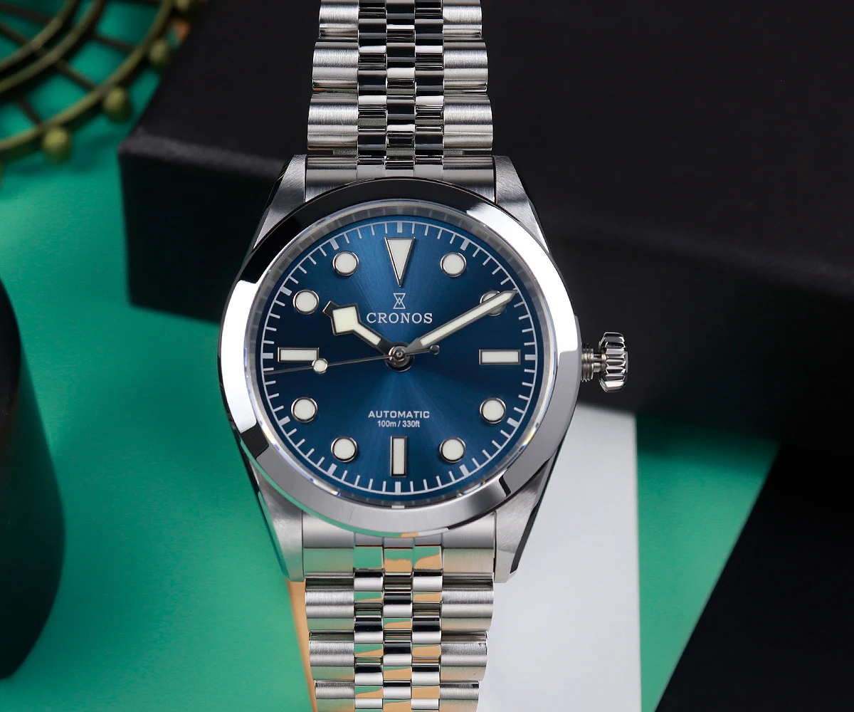 

Cronos L6036 Высококачественные мужские механические автоматические часы 36 мм с сапфировым стеклом браслет SST водостойкие снежные стрелки PT5000