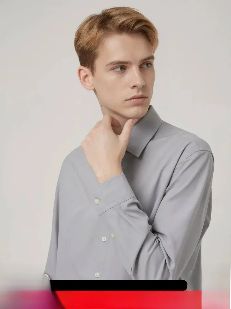 

Italian Sle Men's Long Sve irt Modal Anti-Wrinkle Breathable Soft Spring Autumn New Busin Casual Pure Color Versatile