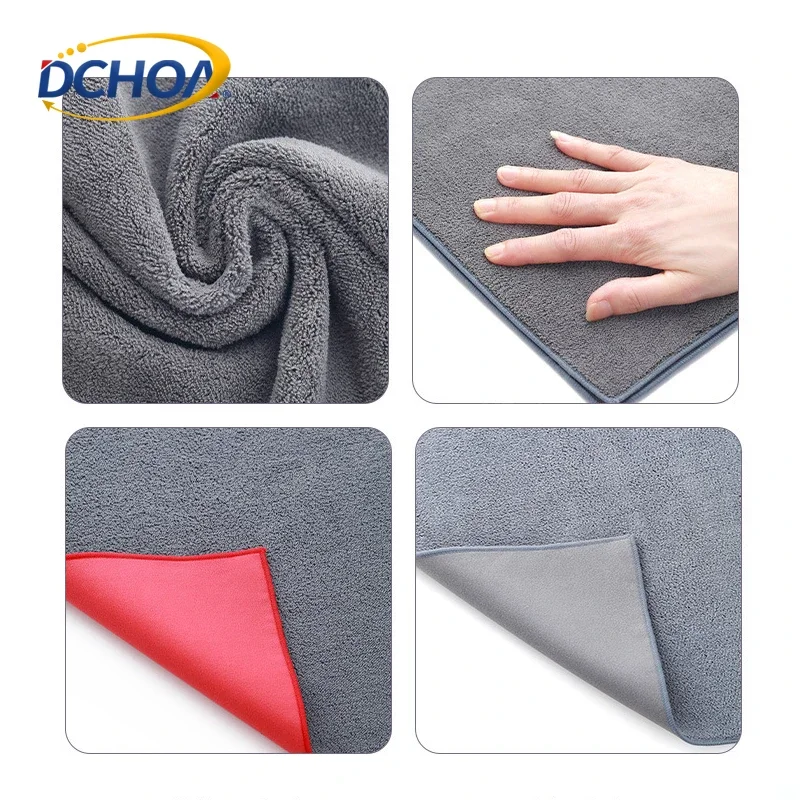 DCHOA 30x40cm Double Sided Coral Fleece Drying Towel for Car Washing Auto Detailing Paint Care and Vehicle Cleaning Tool